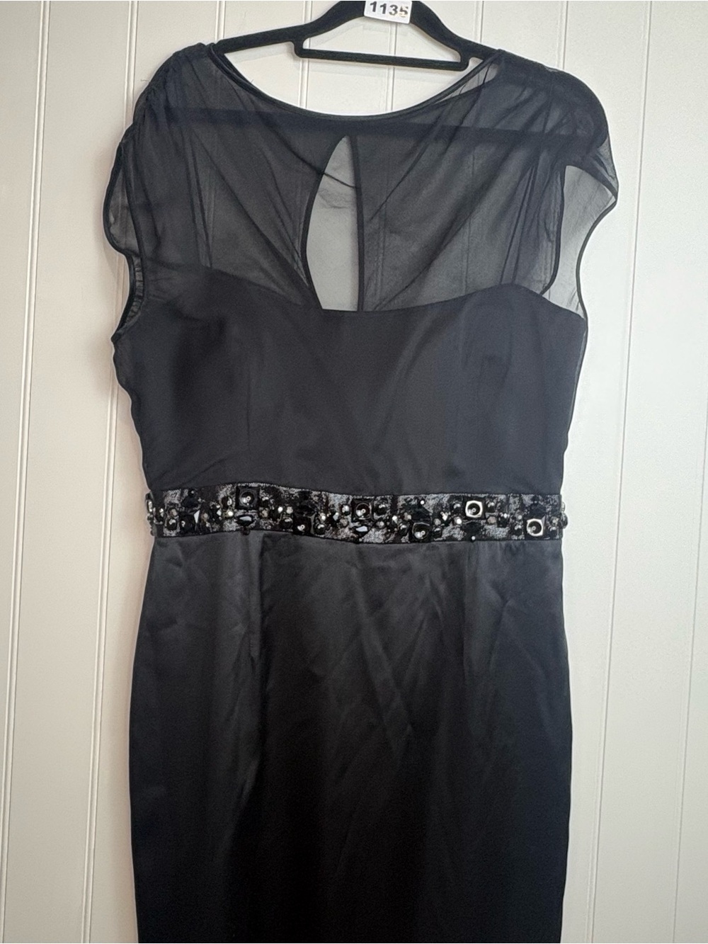 Hoglund New York Black Beaded Mesh Cocktail Dress Size 8 - Picture 4 of 9